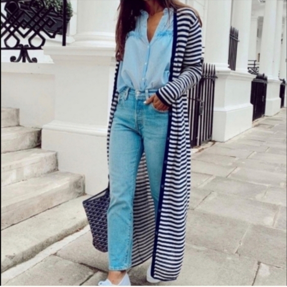 Zara Sweaters - Zara Long Striped Duster